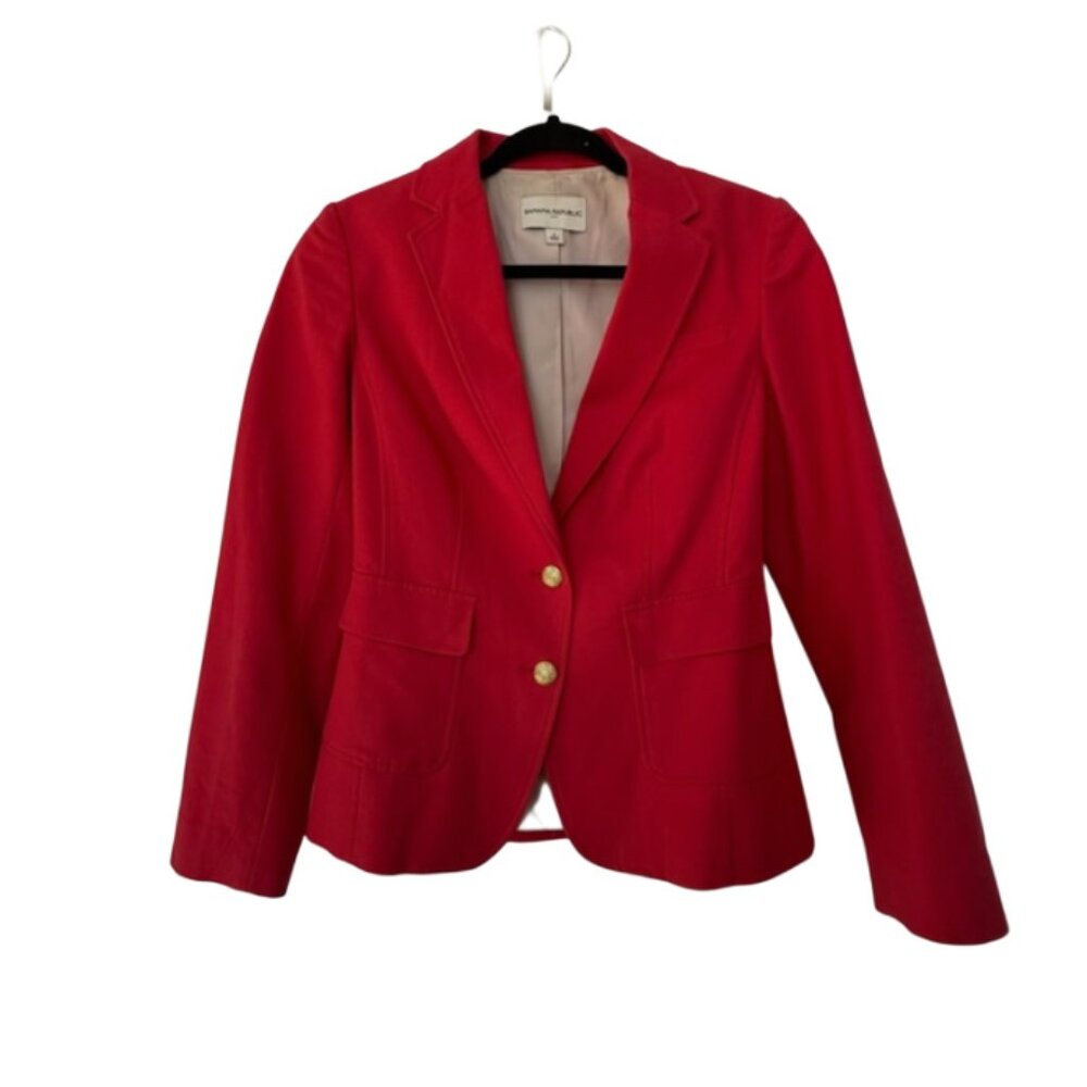Banana Republic Factory Women’s Red Blazer Gold Buttons Size 0 Tailored Jacket